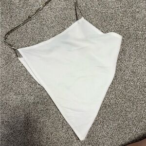 White Bandana Top with Gemstone Chain Straps